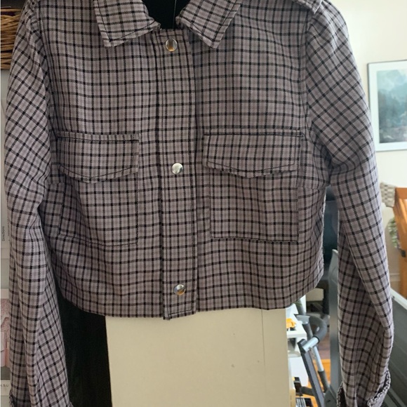 Wild Fable Blazer Crystal Violet Purple Black Plaid Long sleeve XSMALL - Picture 9 of 11